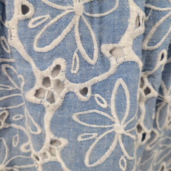 Lilly Pulitzer Athens Tide Blue Hollar For a Dollar Eyelet Chambray Dress Small - Picture 4 of 10